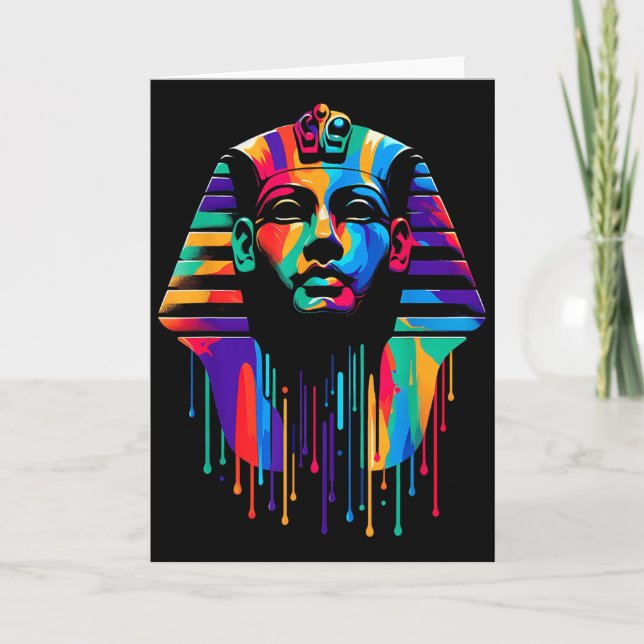 Carte King Tut. Tutankhamun Minimalist Vibrant Style Chr (Devant)