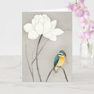 Carte Kingfisher avec Lotus Flower Ohara Koson agrandi