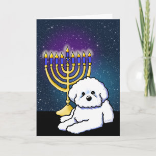 Carte KiniArt Bichon Menorah de Hanukkah