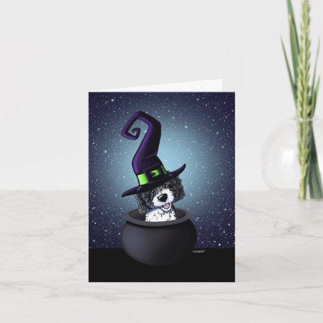 Carte KiniArt Doodle Chien sorcière Halloween (Devant)