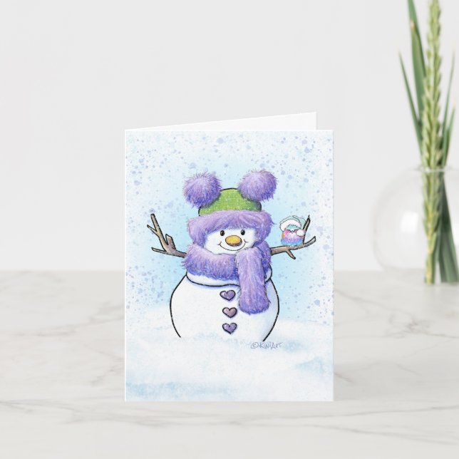 Carte KiniArt Snowman & Bird (Devant)