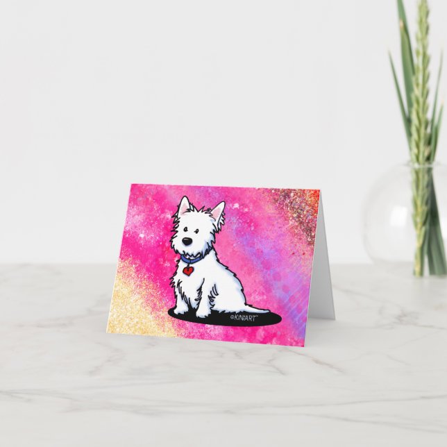 Carte KiniArt Westie rose note (Devant)