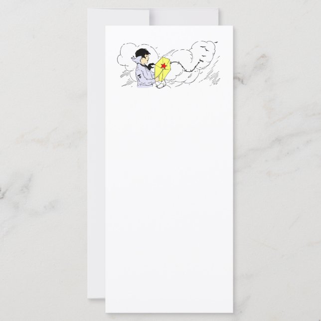 Carte Kite Flying Boy Art Vintage (Devant)