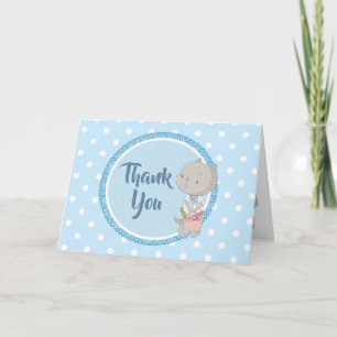 Carte Kitten Avec Panier De Fleurs "Merci"