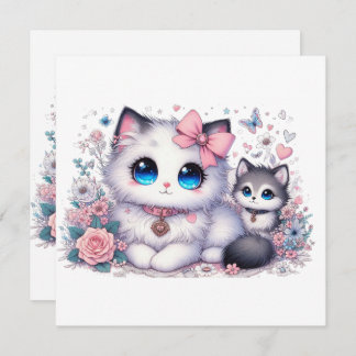 Carte Kitten Cuteness Overload : Chat et chien aux yeux 