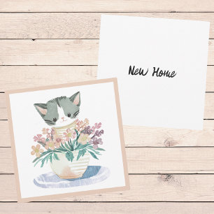 Carte Kitten En Pot De Fleurs Bienvenue Dans Votre Nouve