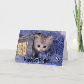 Carte kitten Joyeux 1er anniversaire