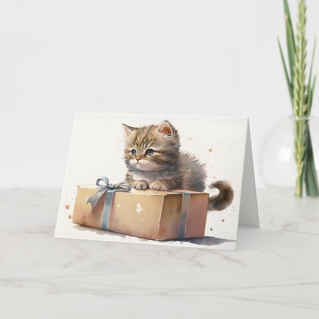 Carte Kitty Anniversaire sur une boîte (Devant)