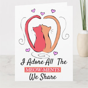 Carte Kitty Cat, Heart Tails J'adore tous les meow-ments