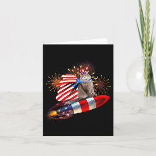 Carte Kitty Chat 4 juillet Roquette Avec Fireworks Usa P