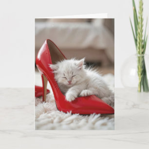 Carte Kitty de la fête des mères dormant dans une chauss