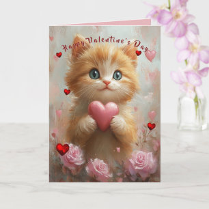 Carte Kitty de la Saint-Valentin Cœurs Rouges Roses Rose