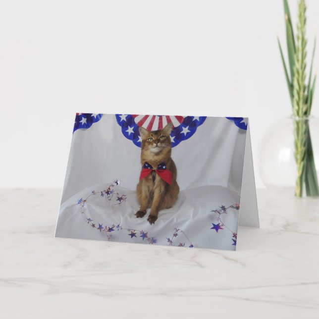 Carte Kitty patriotique pour le quatrième de juillet (Devant)