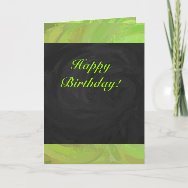 Carte Kiwi Bash Vert et noir Monogramme (Devant)