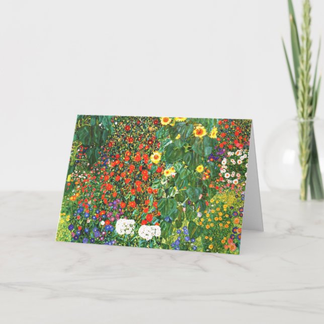 Carte Klimt - Jardin de ferme avec des tournesols, art (Devant)