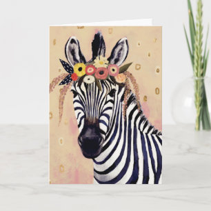 Carte Klimt Zebra   Orné De Fleurs