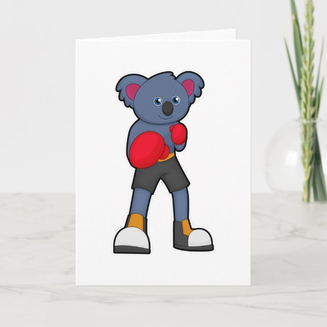 Carte Koala à la boxe avec gants de boxe (Devant)