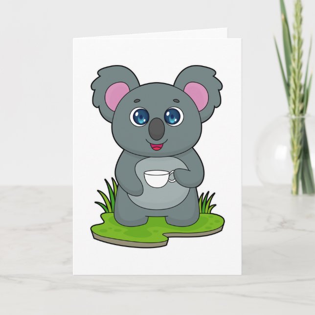 Carte Koala avec tasse à café (Devant)