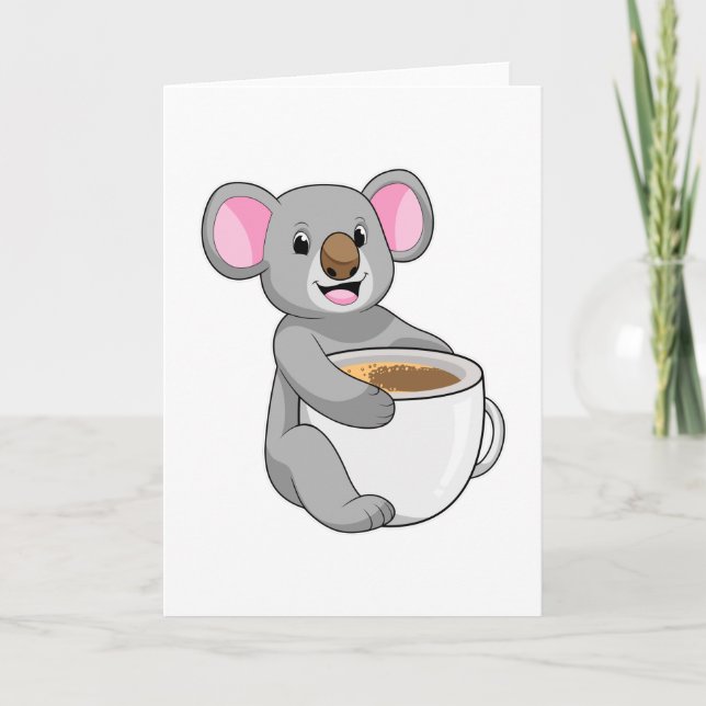 Carte Koala avec tasse de café (Devant)