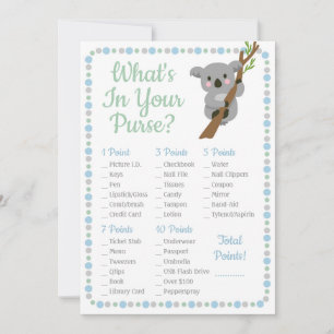 Carte Koala Bear What's In Your Purse Douche Jeu bleu