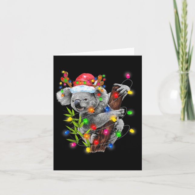 Carte Koala Christmas Lights Funky Santa Hat Joyeux Chri (Devant)
