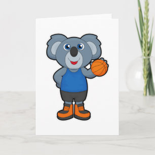 Carte Koala comme joueur de basket-ball avec basket-ball