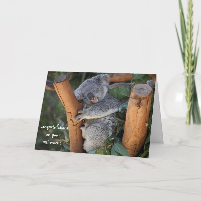 Carte Koala de sommeil, félicitations de retraite, (Devant)