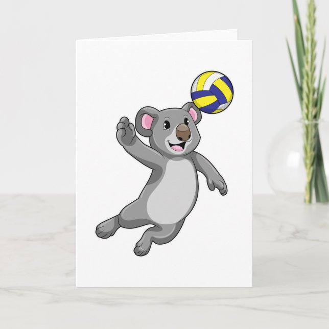 Carte Koala en joueur de volley-ball avec ballon de voll (Devant)
