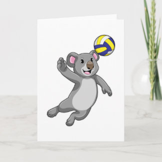 Carte Koala en joueur de volley-ball avec ballon de voll