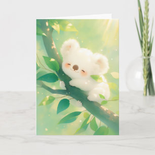 Carte Koala heureux serrant une branche dans ses bras