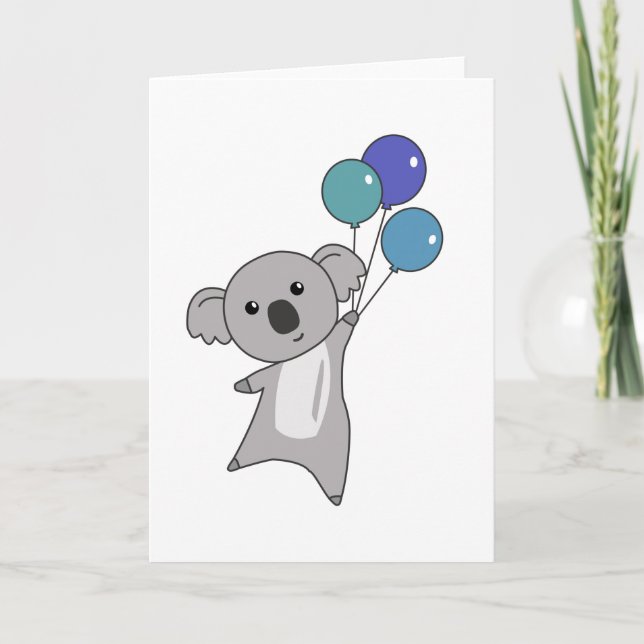 Carte Koala Mouches Avec Ballons Sweet Animaux Enfants (Devant)