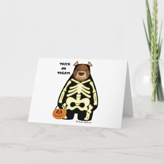 Carte Kodiak Brown Ours Halloween Tricot ou traitement (Devant)