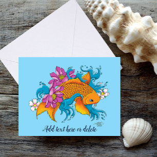 Carte Koi et fleurs