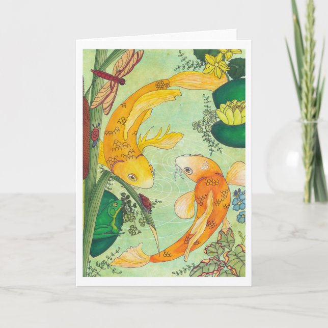 Carte Koi In A Pond Folded Blank Card de Heather T. (Devant)