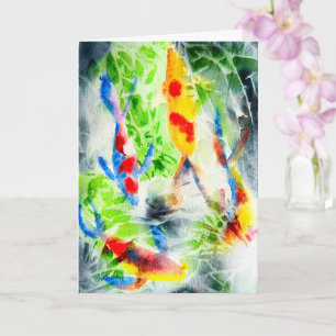 Carte Koi Watercolor poisson fine art