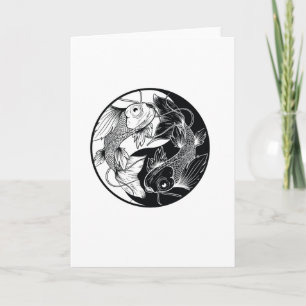 CARTE KOI YIN YANG NOIR ET BLANC
