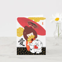 KOKESHI AMOUR Chow chien coeur valentin