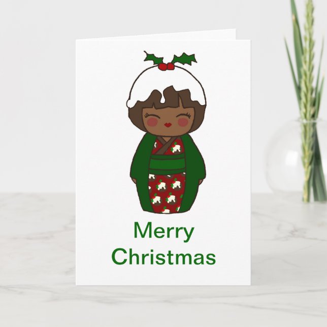 Carte Kokeshi Christmas Pudding (Devant)