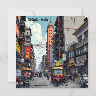 Carte Kolkata, Inde centre-ville Keepsaké Souvenir