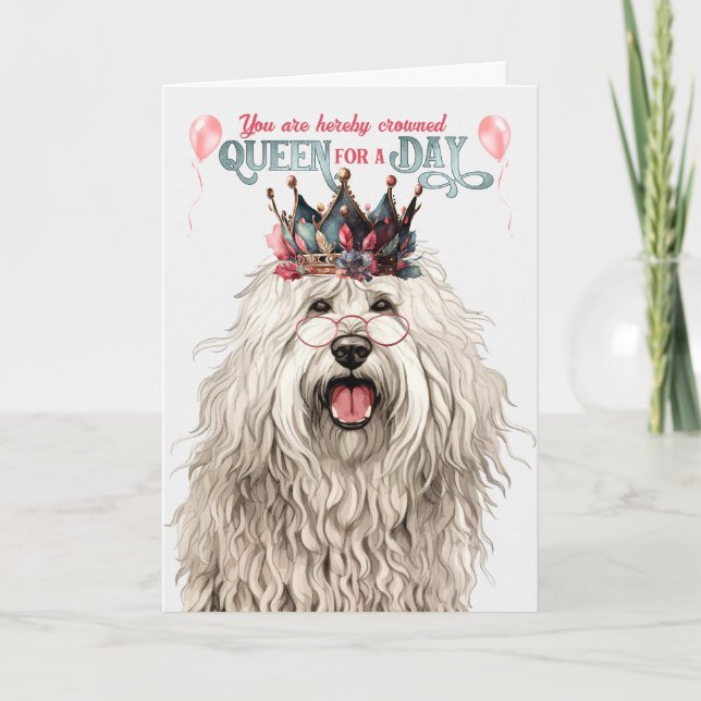 Carte Komondor Queen pour une journée d'anniversaire drô (Devant)