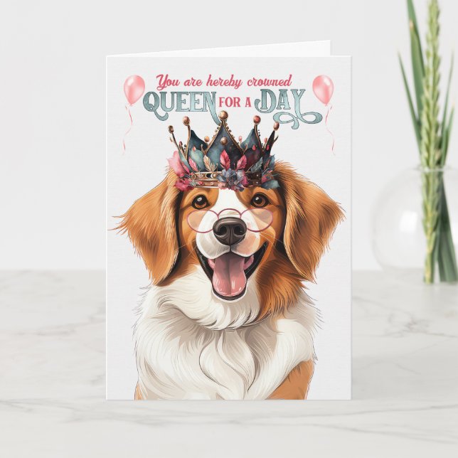 Carte Kooikerhondje Queen pour une journée d'anniversair (Devant)