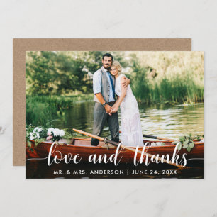Carte Kraft mariage Photo Love and Thanks