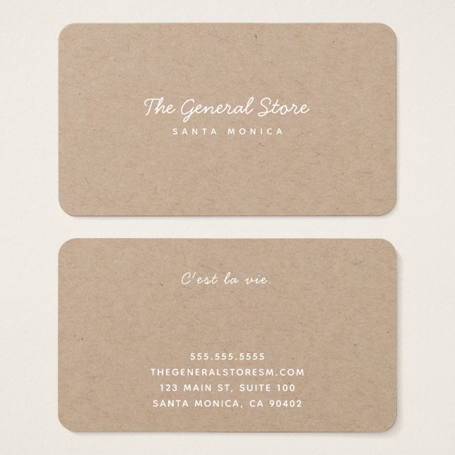 Carte Kraft simple personnalisée (Devant & derrière)