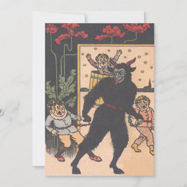 Carte Krampus ôte les mauvais enfants (Devant)