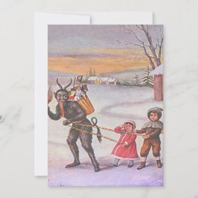 Carte Krampus Voler des enfants et jouets (Devant)