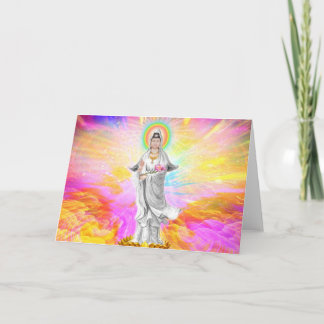 Carte Kwan Yin la déesse de la compassion avec le rose