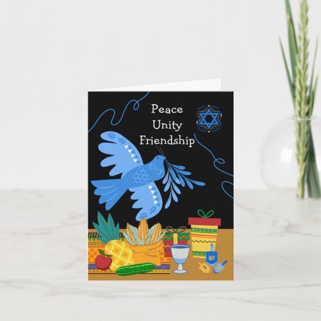 Carte Kwanzukkah Ami Paix Unité Dove Symboles Cadeaux (Devant)