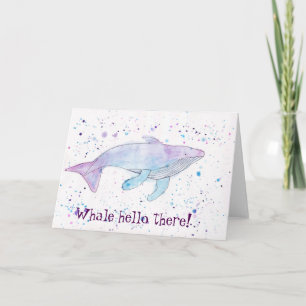 Carte La baleine de bosse pour aquarelle "bonjour là"