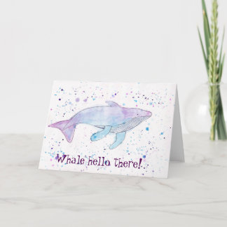 Carte La baleine de bosse pour aquarelle "bonjour là"