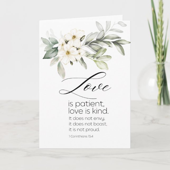 Carte La Bible Florale Blanche Verse Mariage Félicitatio (Devant)